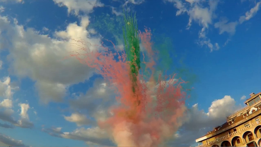 Wedding daytime fireworks